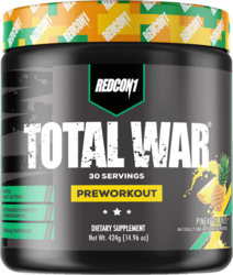 Redcon1 Total War Pre-Workout 30 Servings (441gm) Pineapple Juice - Complete Pre-Workout - Sustained Energy and Endurance